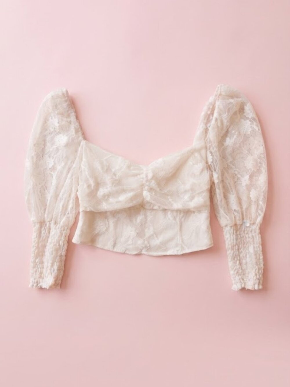 ✨️ Lace Puff Sleeve Crop Top